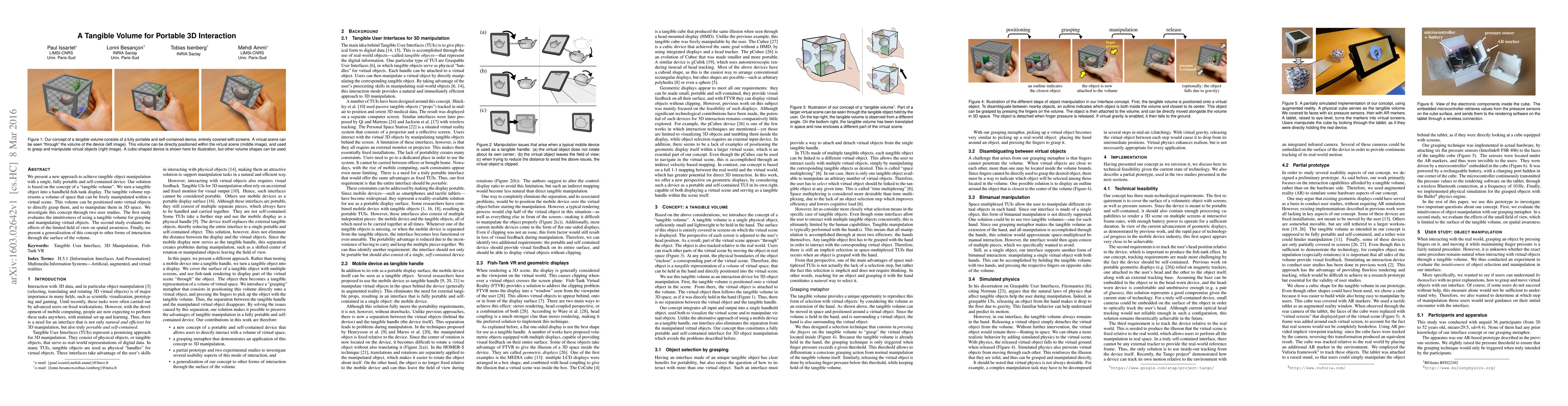 Thumbnail for A Tangible Volume for Portable 3D Interaction