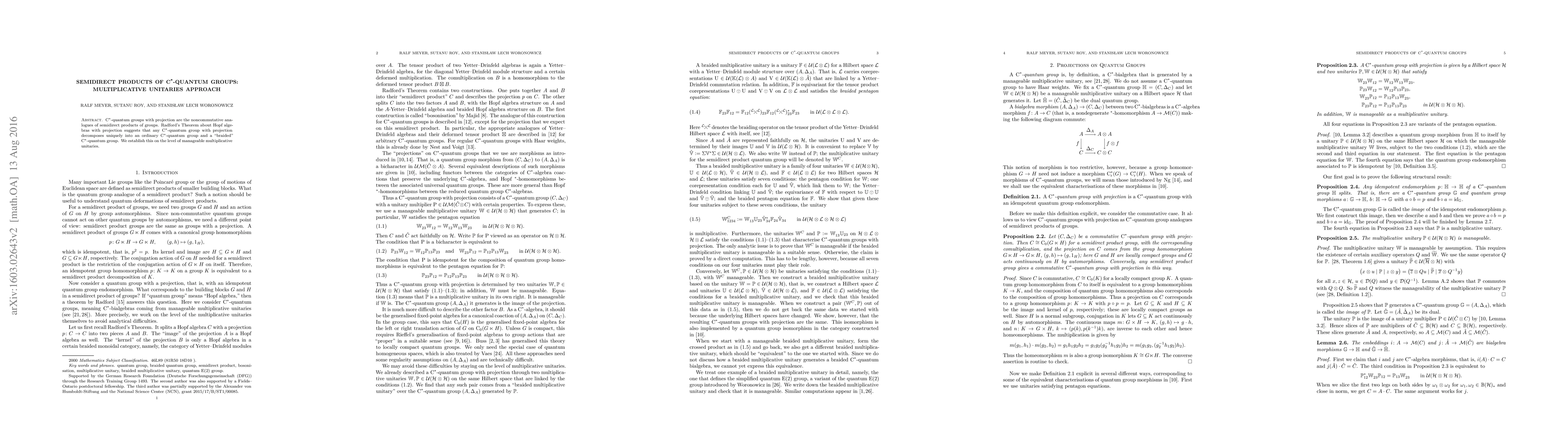 Thumbnail for Semidirect products of C*-quantum groups: multiplicative unitaries
  approach