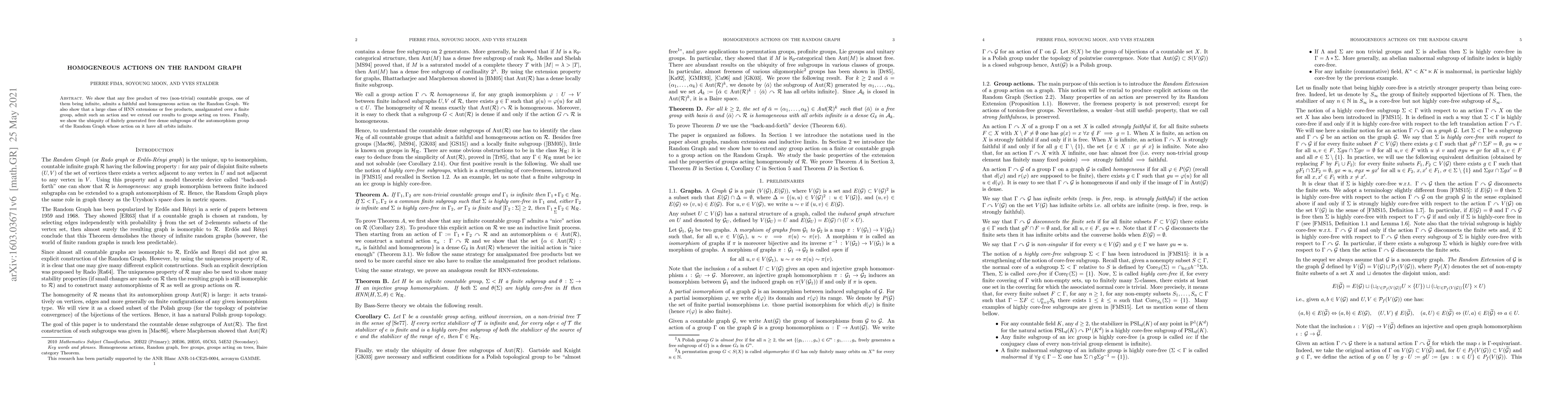 Thumbnail for Homogeneous Actions on the Random Graph