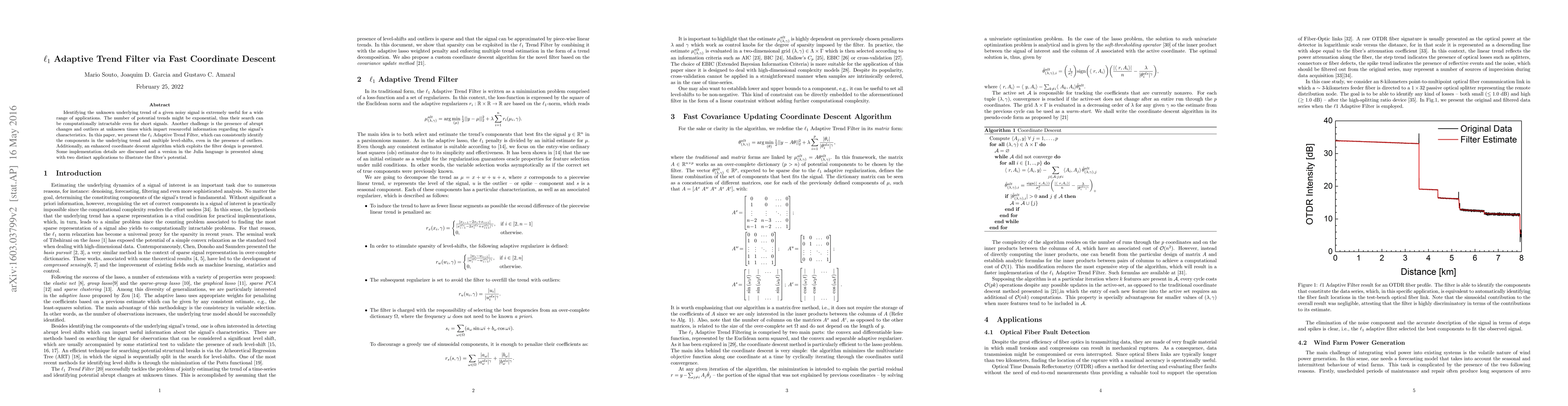 Thumbnail for $\ell_1$ Adaptive Trend Filter via Fast Coordinate Descent