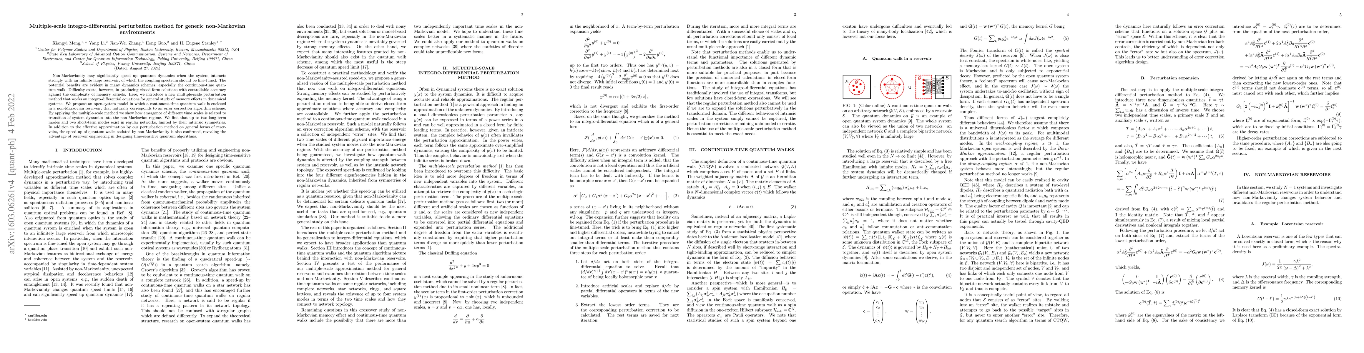 Thumbnail for Multiple-scale integro-differential perturbation method for generic
  non-Markovian environments