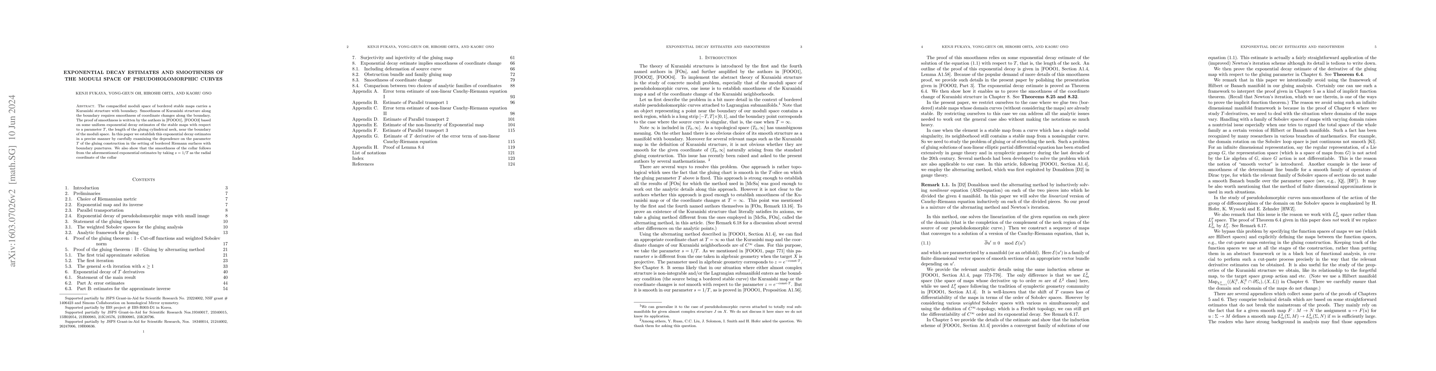 Thumbnail for Exponential decay estimates and smoothness of the moduli space of
  pseudoholomorphic curves