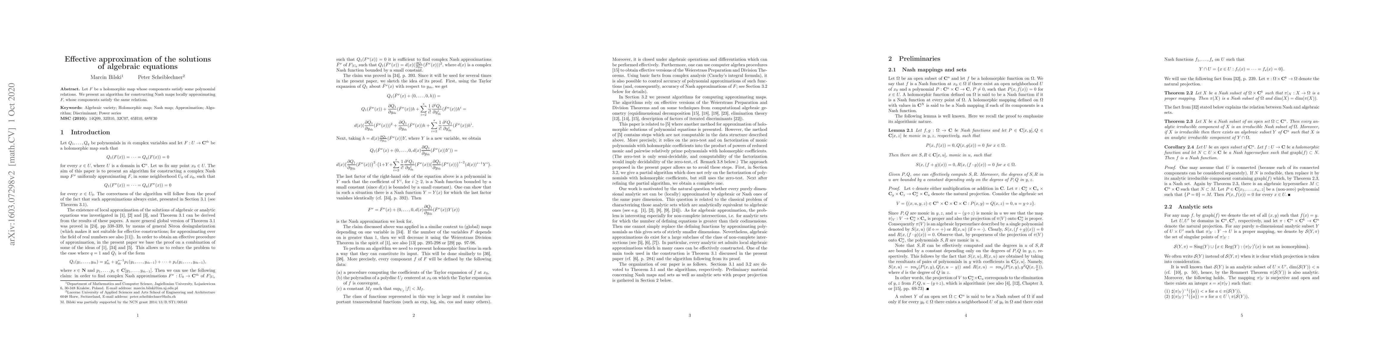 Thumbnail for Effective approximation of the solutions of algebraic equations