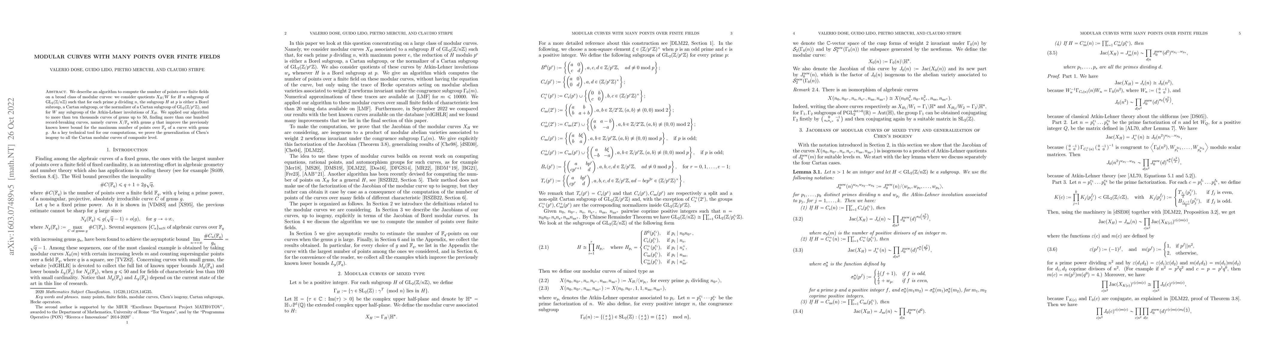 Thumbnail for Modular Curves with many Points over Finite Fields