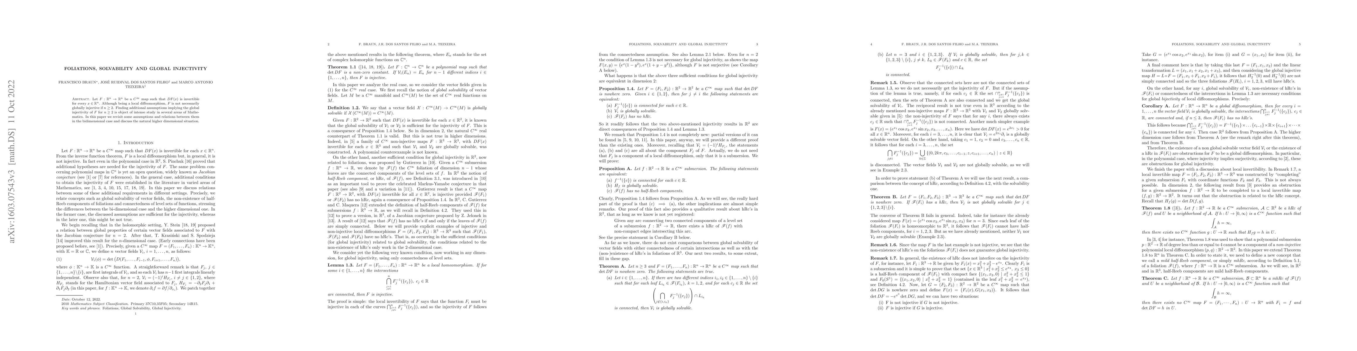 Thumbnail for Foliations, solvability and global injectivity