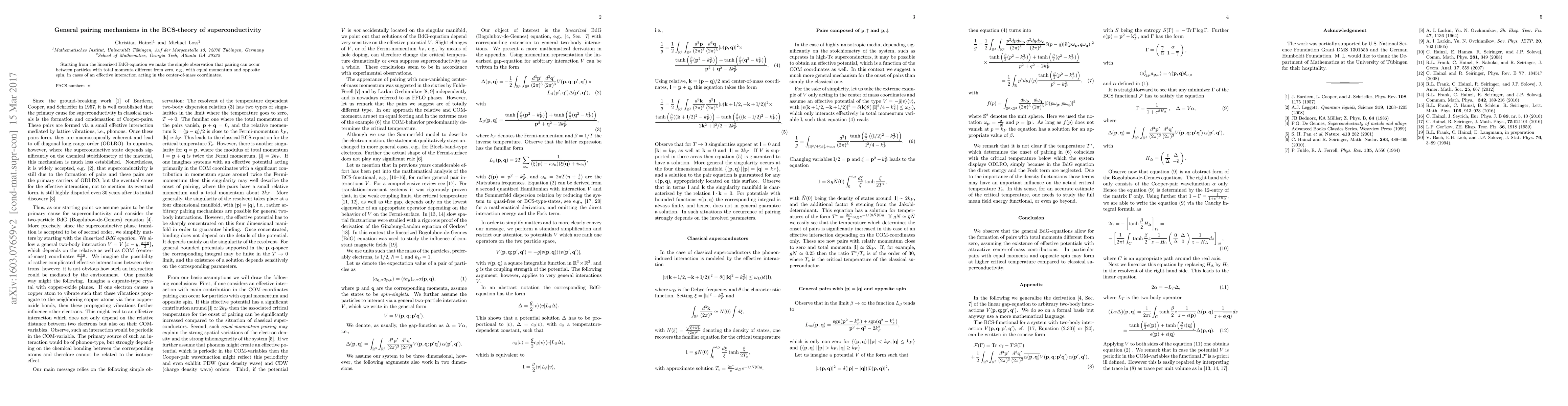 Thumbnail for General pairing mechanisms in the BCS-theory of superconductivity