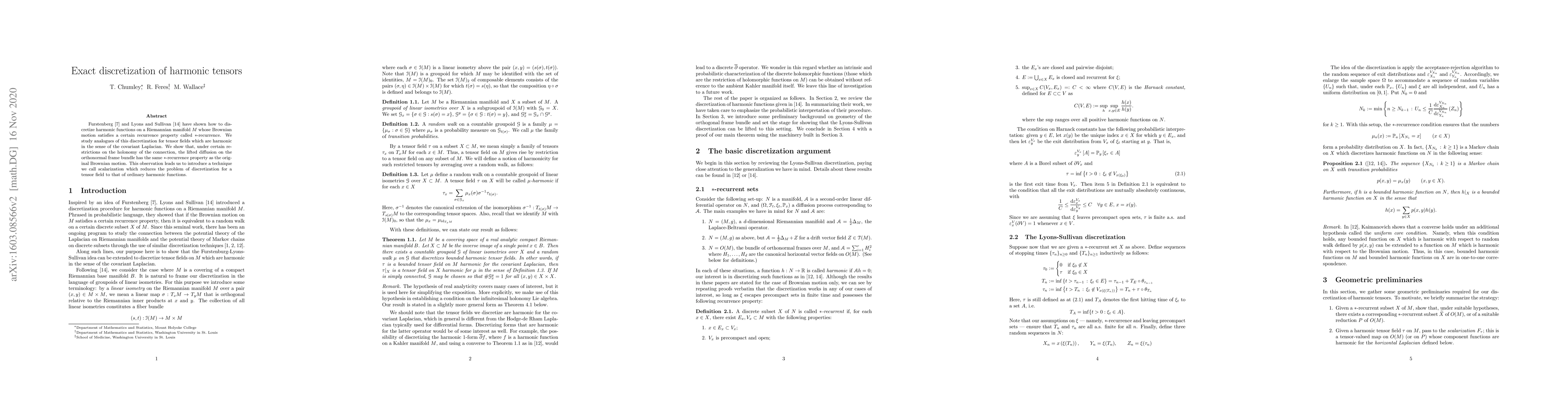 Thumbnail for Exact discretization of harmonic tensors