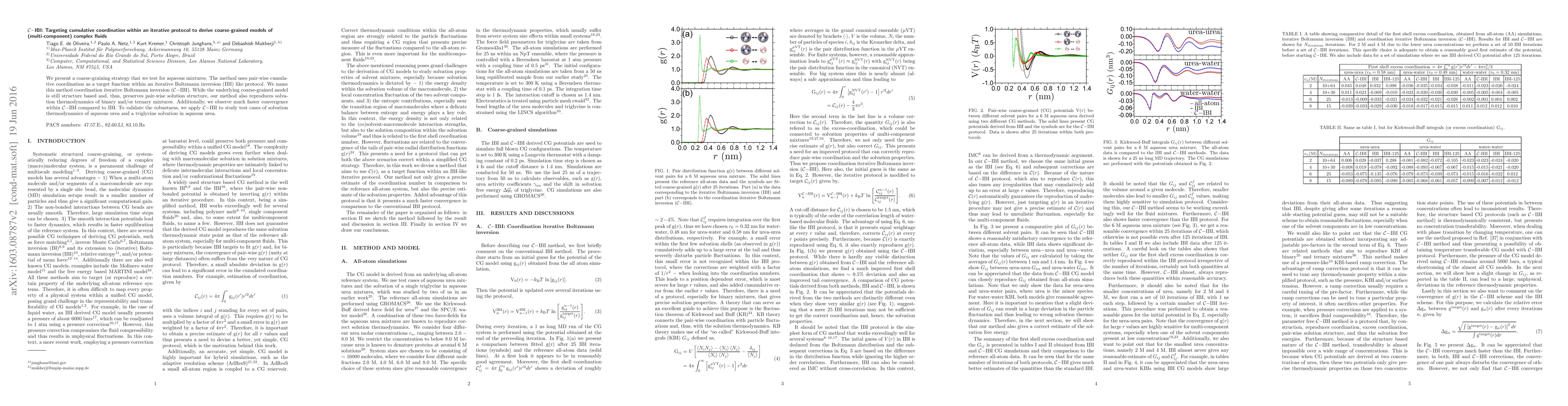 Thumbnail for $\mathcal {C}-$IBI: Targeting cumulative coordination within an
  iterative protocol to derive coarse-grained models of (multi-component)
  complex fluids