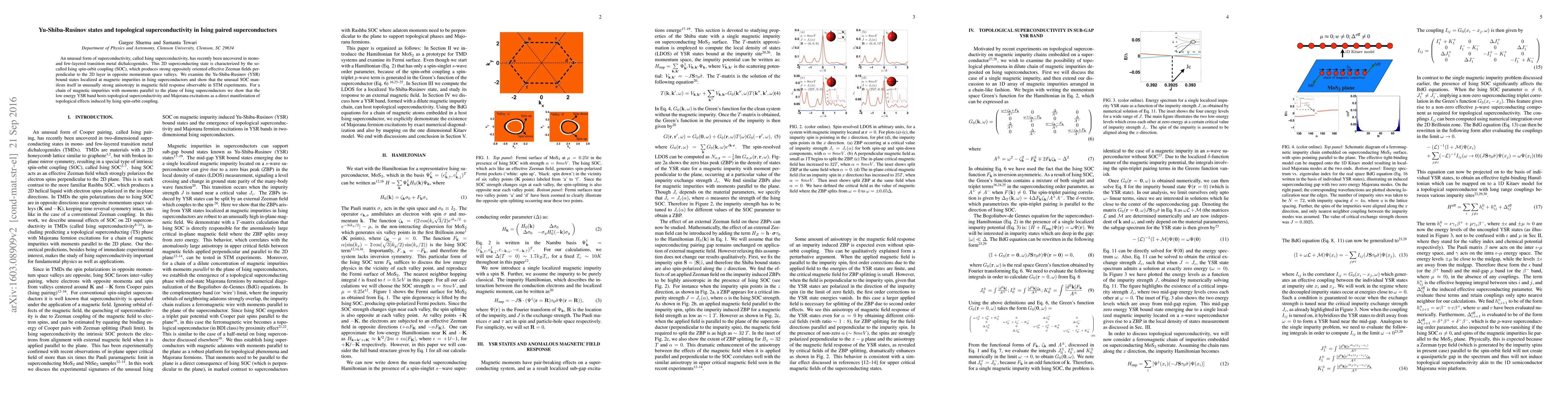 Thumbnail for Yu-Shiba-Rusinov states and topological superconductivity in Ising
  paired superconductors