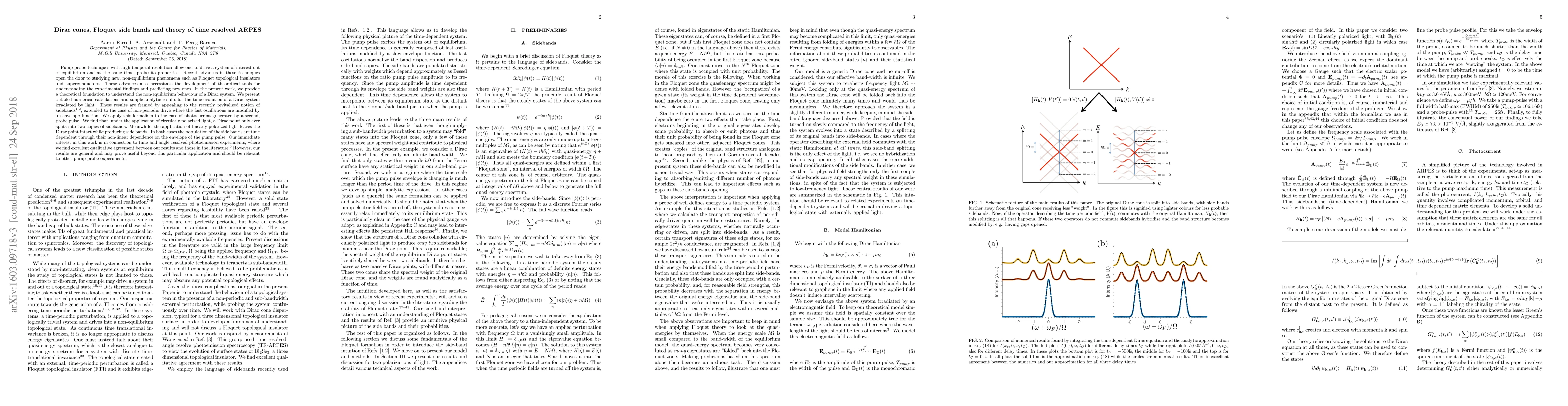 Thumbnail for Dirac cones, Floquet side bands and theory of time resolved ARPES