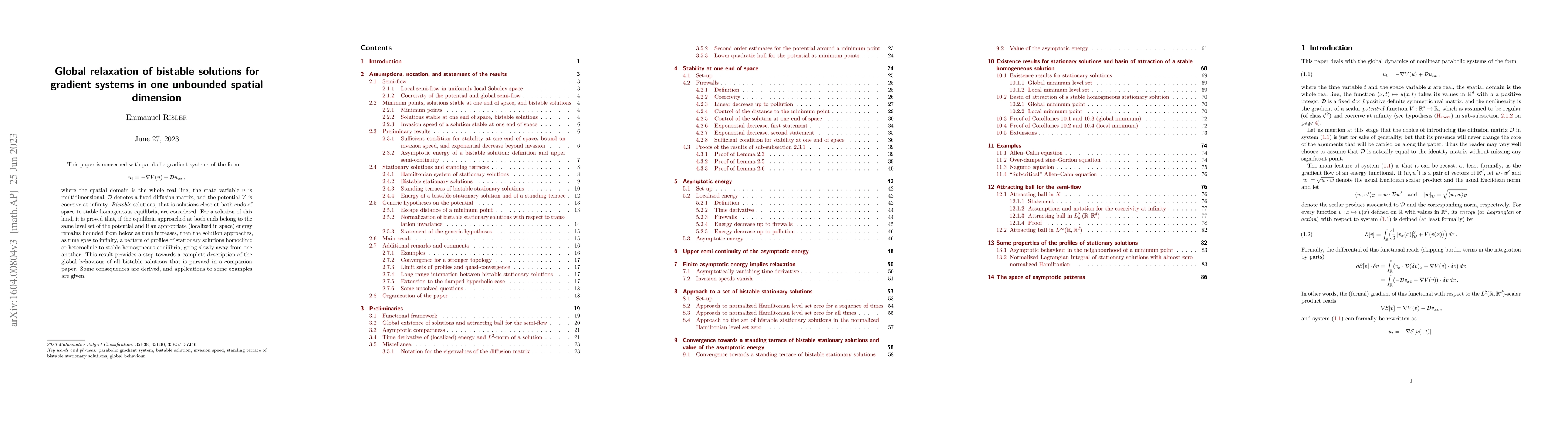 Thumbnail for Global relaxation of bistable solutions for gradient systems in one
  unbounded spatial dimension