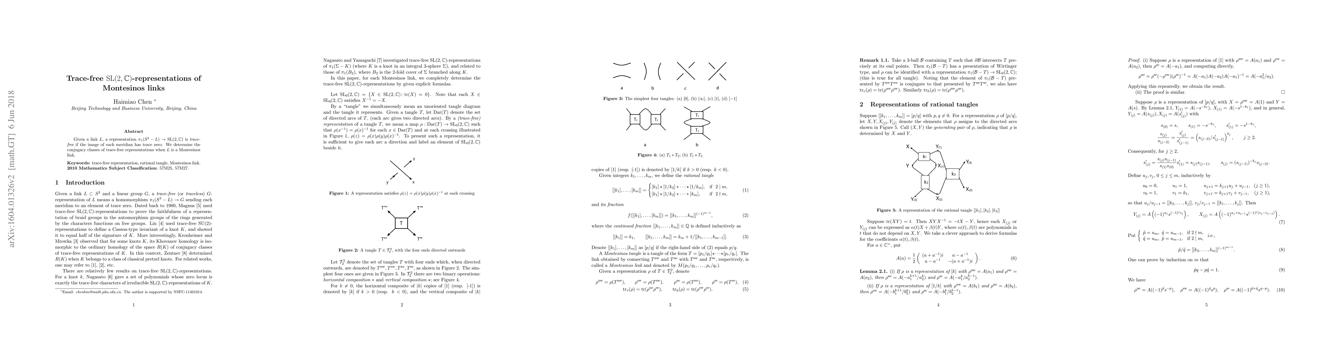 Thumbnail for Tracefree ${\rm SL}(2,\mathbb{C})$-representations of Montesinos links