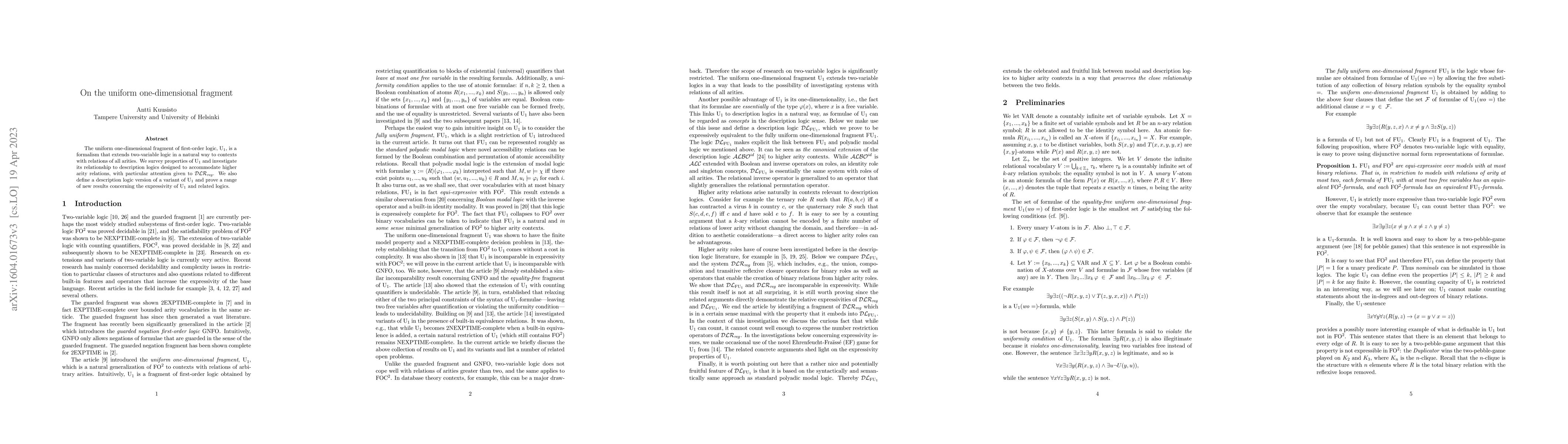 Thumbnail for On the uniform one-dimensional fragment