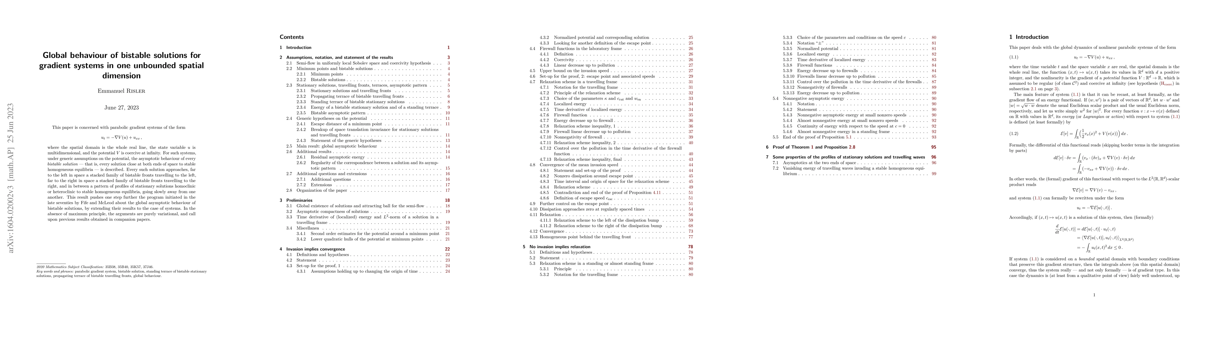 Thumbnail for Global behaviour of bistable solutions for gradient systems in one
  unbounded spatial dimension