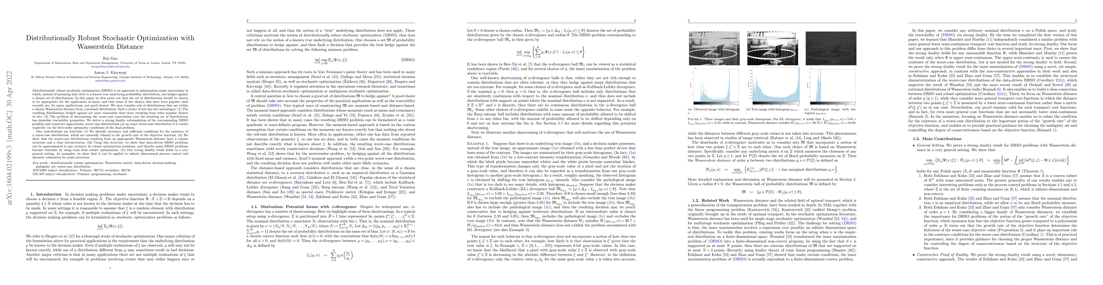 Thumbnail for Distributionally Robust Stochastic Optimization with Wasserstein
  Distance
