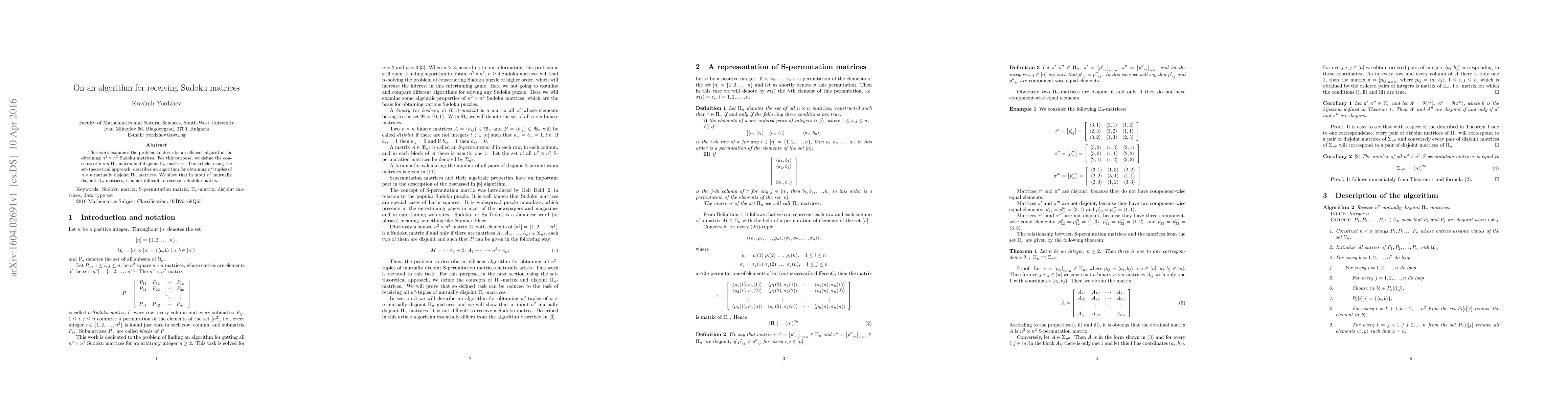 Thumbnail for On an algorithm for receiving Sudoku matrices