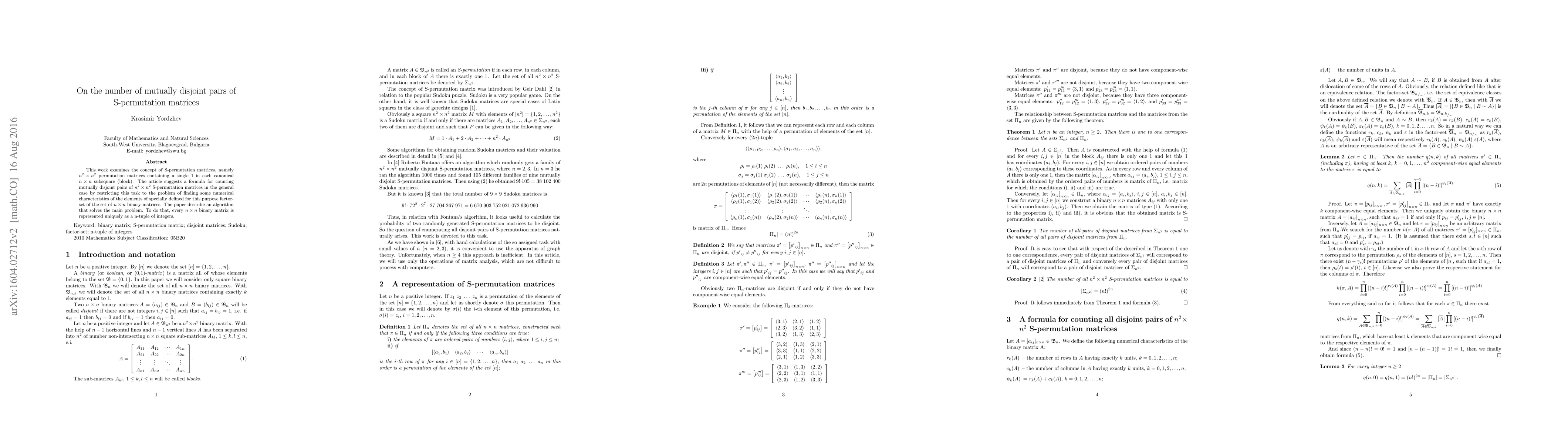 Thumbnail for On the number of mutually disjoint pairs of S-permutation matrices