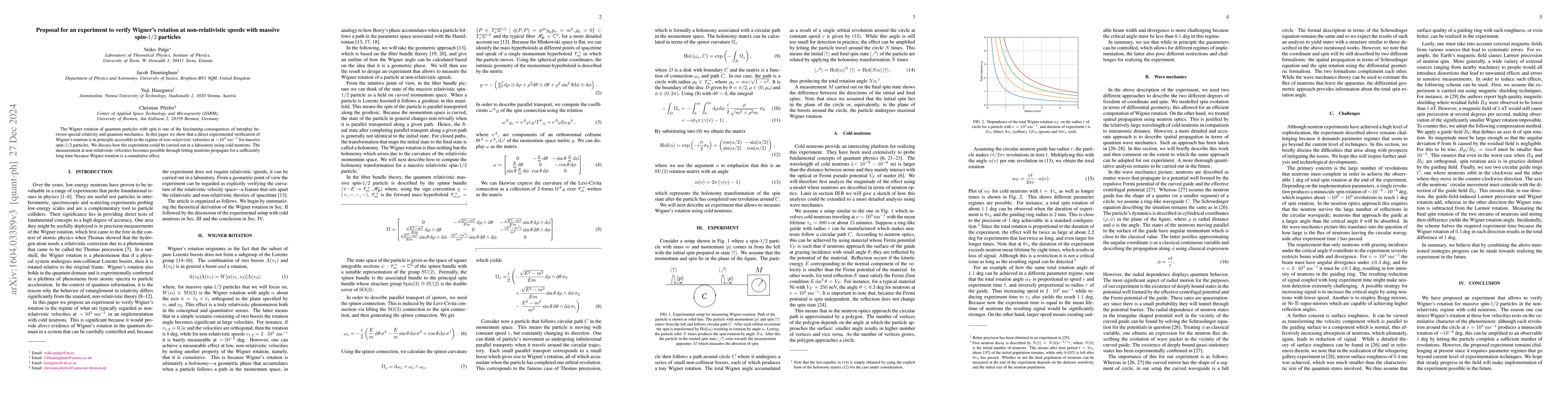 Thumbnail for Proposal for an experiment to verify Wigner's rotation at
  non-relativistic speeds with massive spin-$1/2$ particles