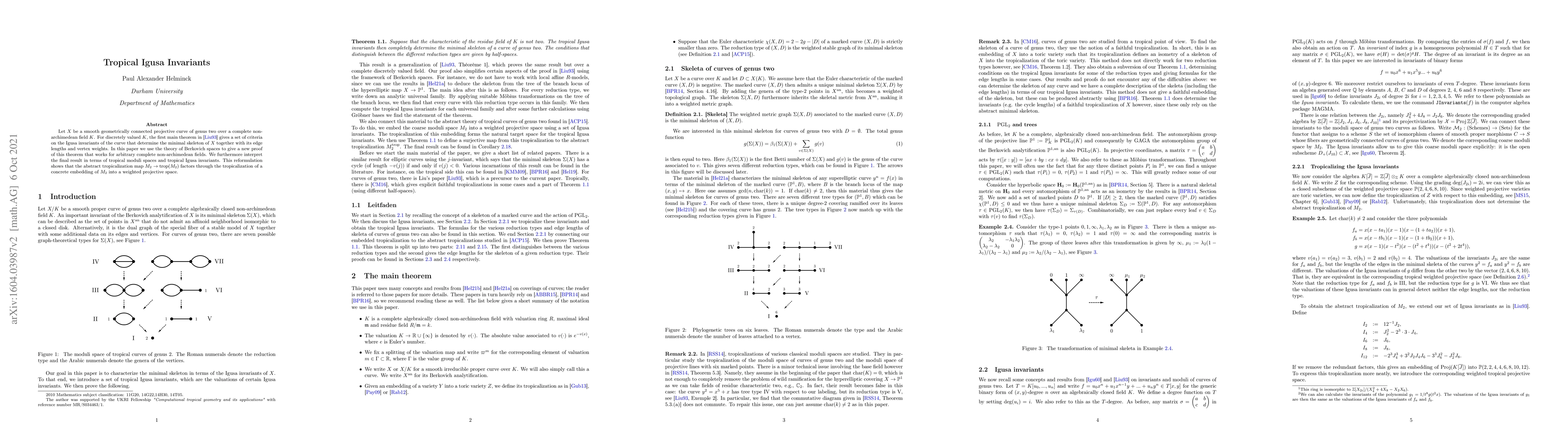Thumbnail for Tropical Igusa Invariants