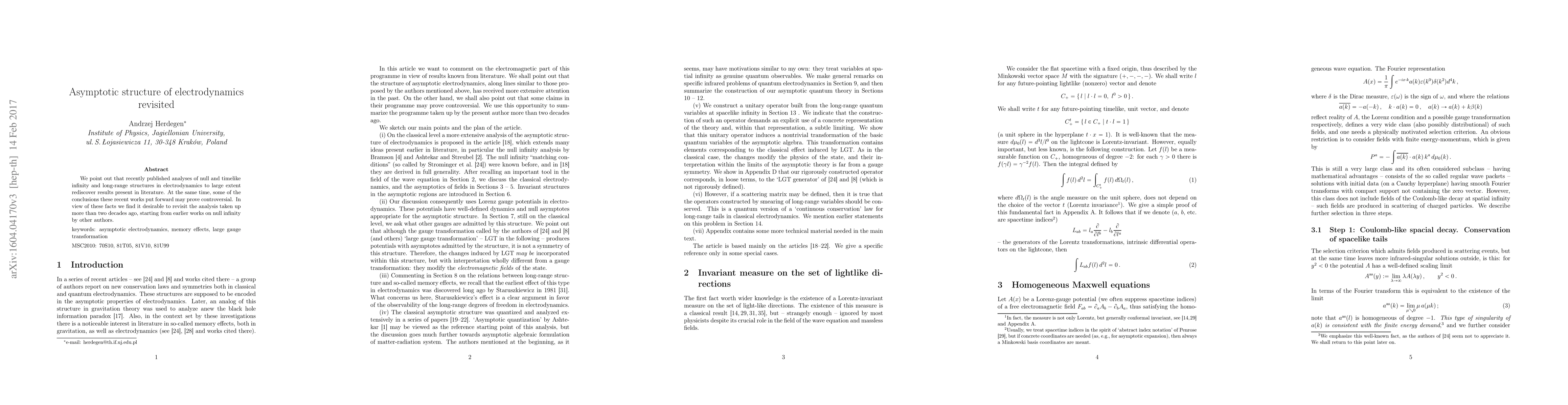 Thumbnail for Asymptotic structure of electrodynamics revisited