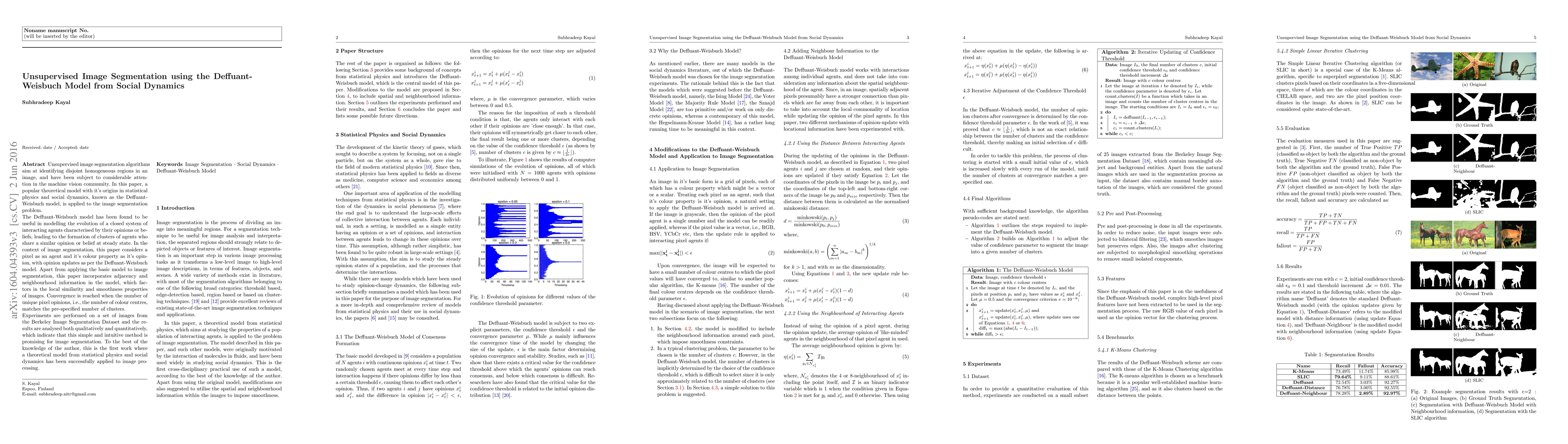 Thumbnail for Unsupervised Image Segmentation using the Deffuant-Weisbuch Model from
  Social Dynamics