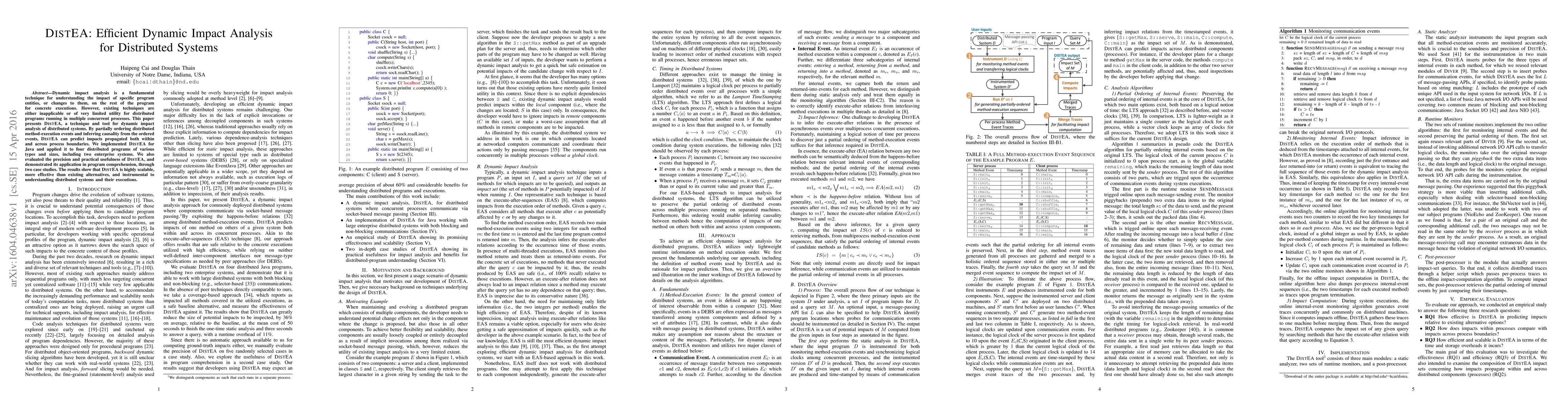Thumbnail for DISTEA: Efficient Dynamic Impact Analysis for Distributed Systems