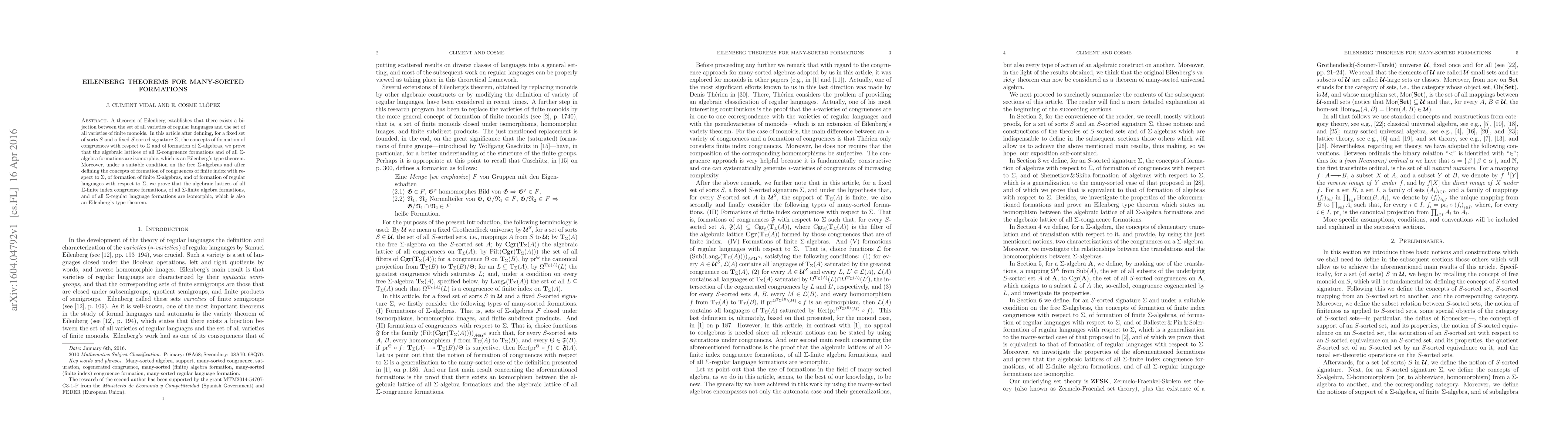 Thumbnail for Eilenberg theorems for many-sorted formations