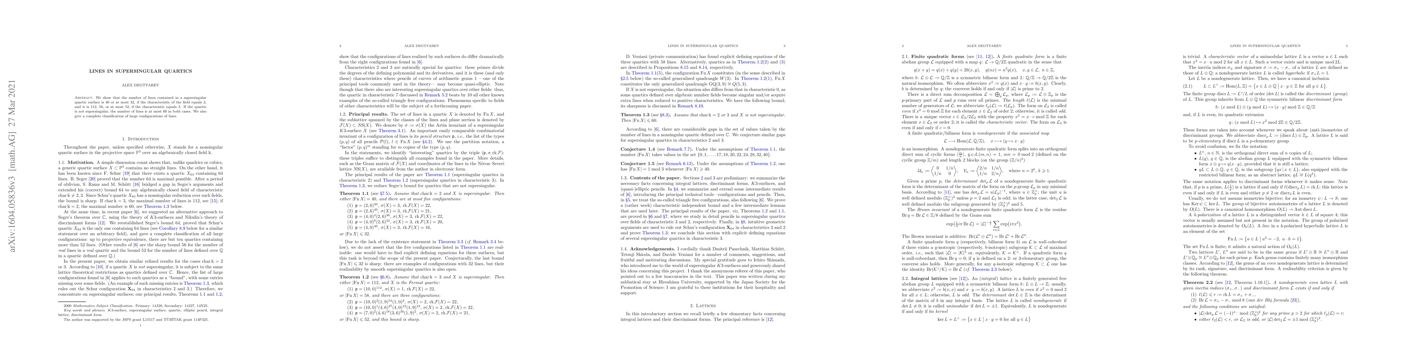 Thumbnail for Lines in supersingular quartics