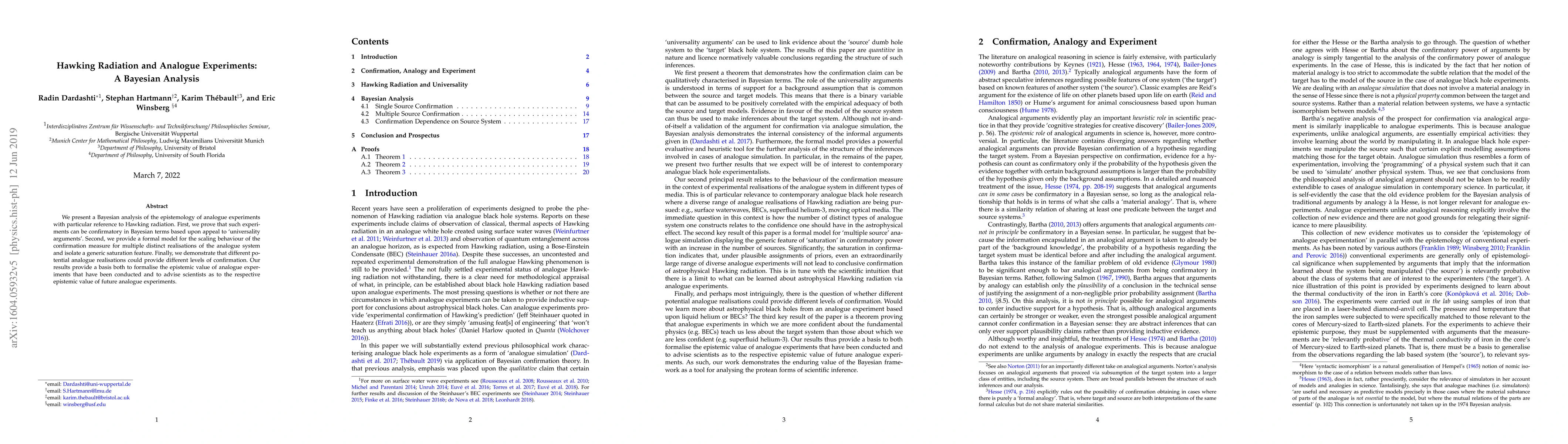 Thumbnail for Hawking Radiation and Analogue Experiments: A Bayesian Analysis