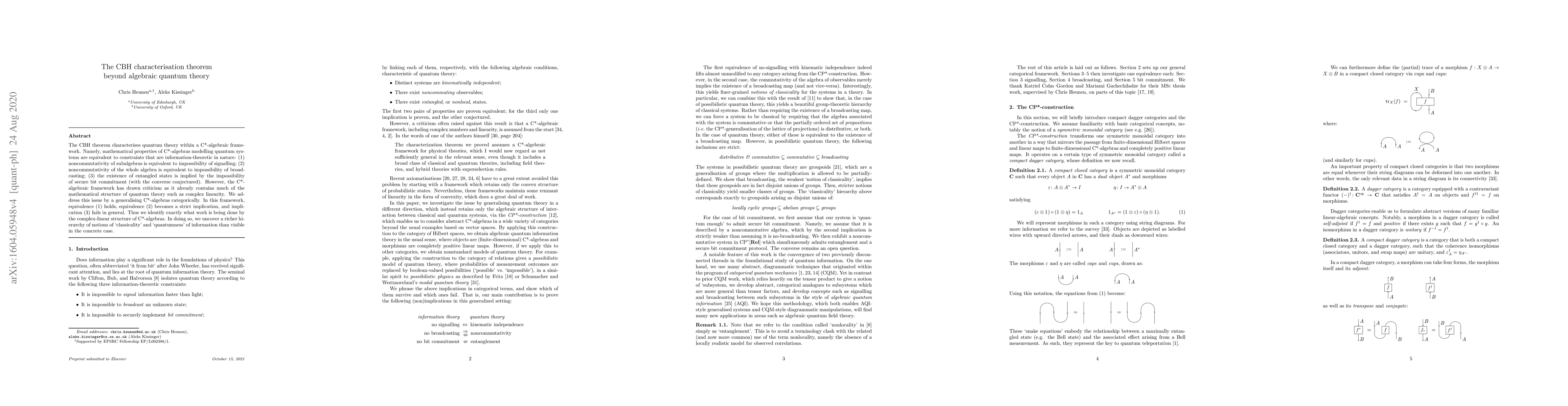 Thumbnail for The CBH characterisation theorem beyond algebraic quantum theory