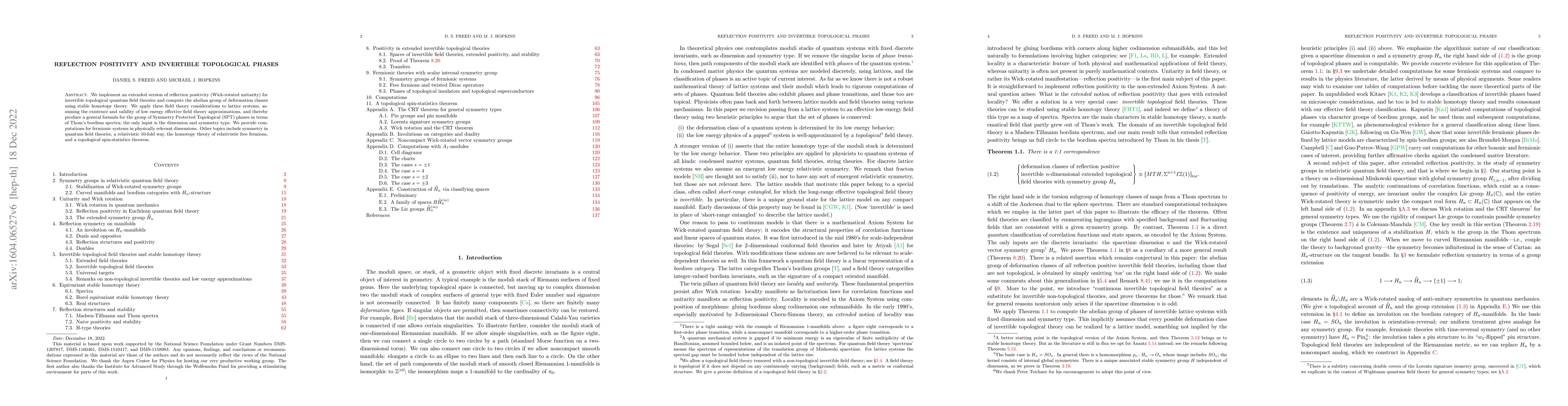 Thumbnail for Reflection positivity and invertible topological phases