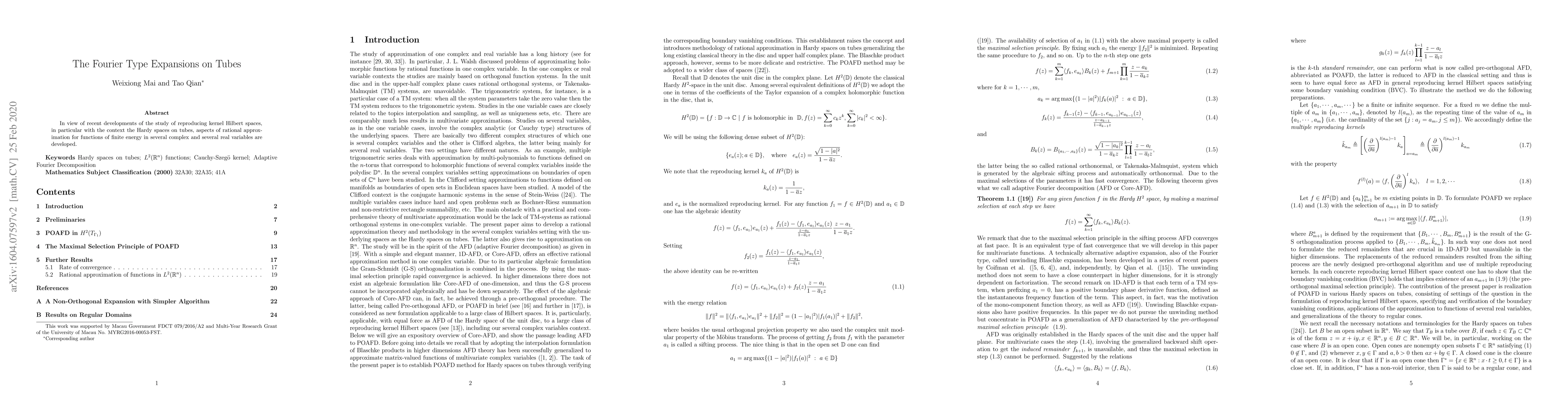 Thumbnail for The Fourier Type Expansions on Tubes