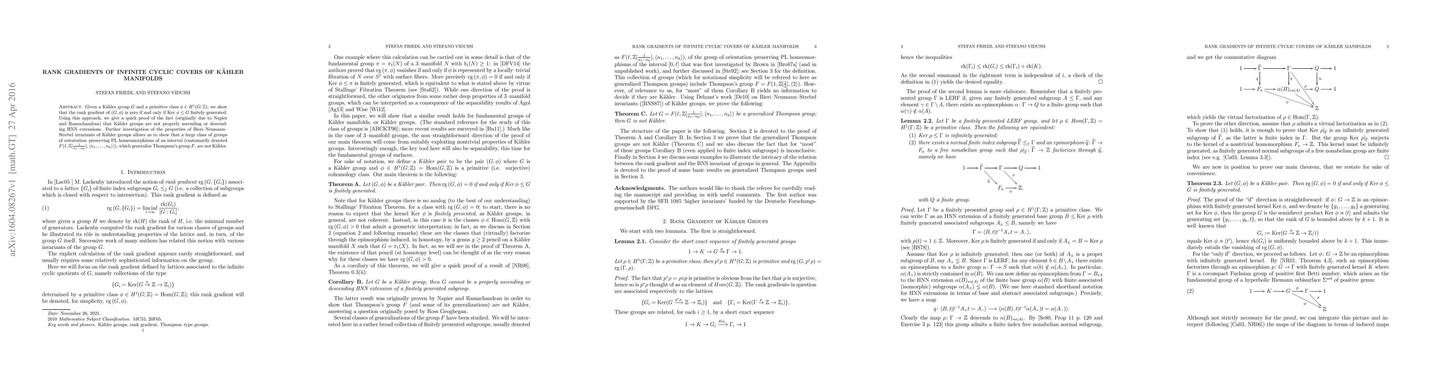 Thumbnail for Rank gradients of infinite cyclic covers of Kaehler manifolds