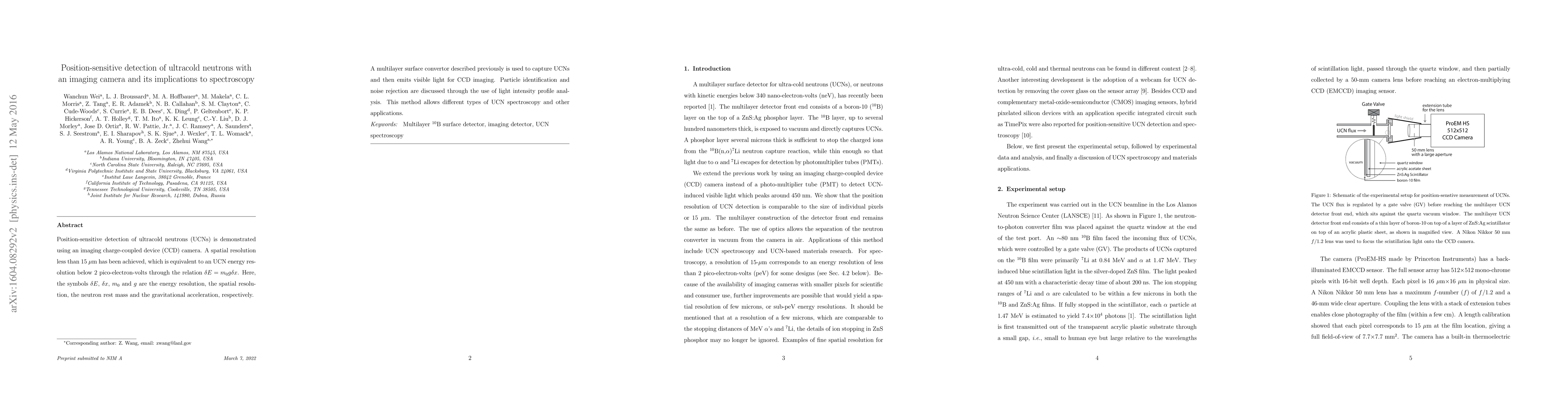 Thumbnail for Position-sensitive detection of ultracold neutrons with an imaging
  camera and its implications to spectroscopy