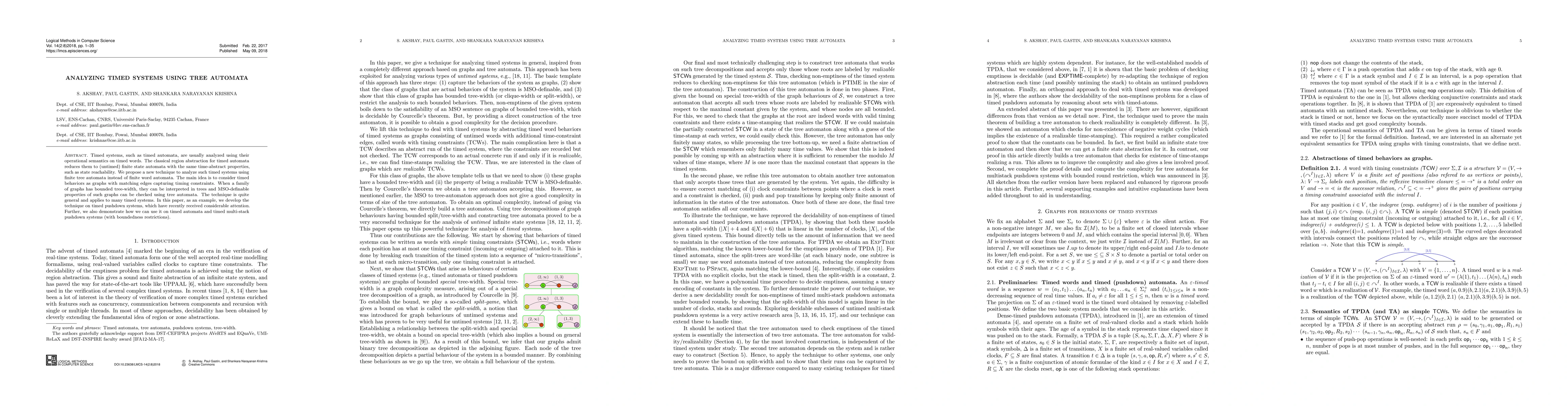 Thumbnail for Analyzing Timed Systems Using Tree Automata