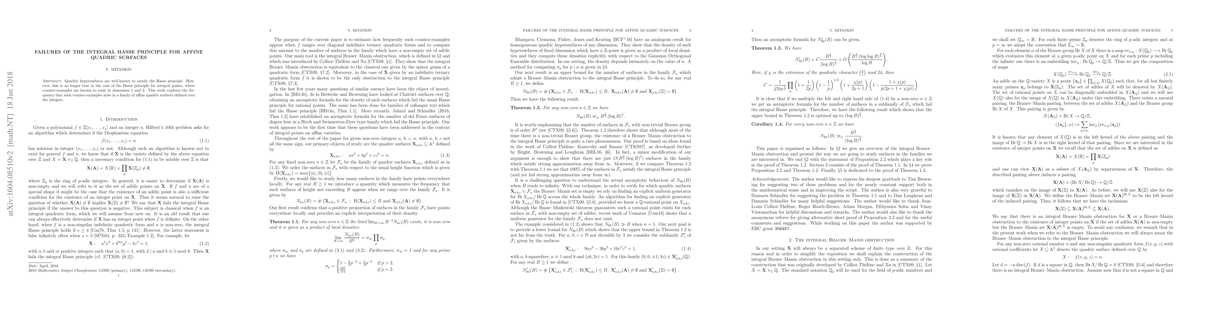 Thumbnail for Failures of the Integral Hasse Principle for Affine Quadric Surfaces