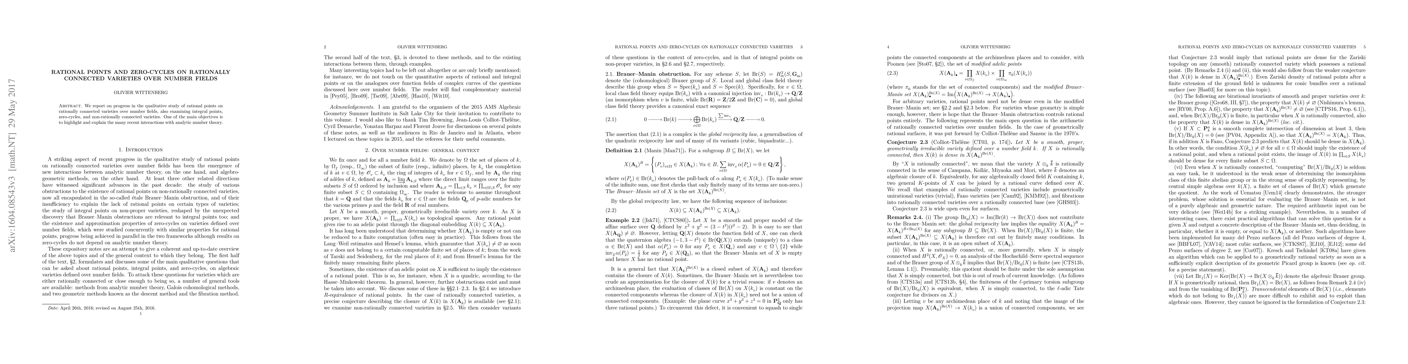 Thumbnail for Rational points and zero-cycles on rationally connected varieties over
  number fields