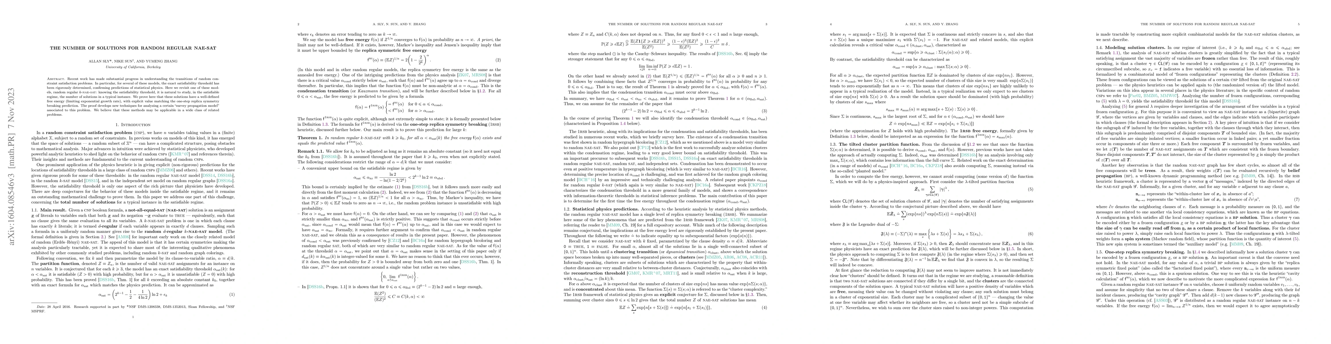 Thumbnail for The number of solutions for random regular NAE-SAT