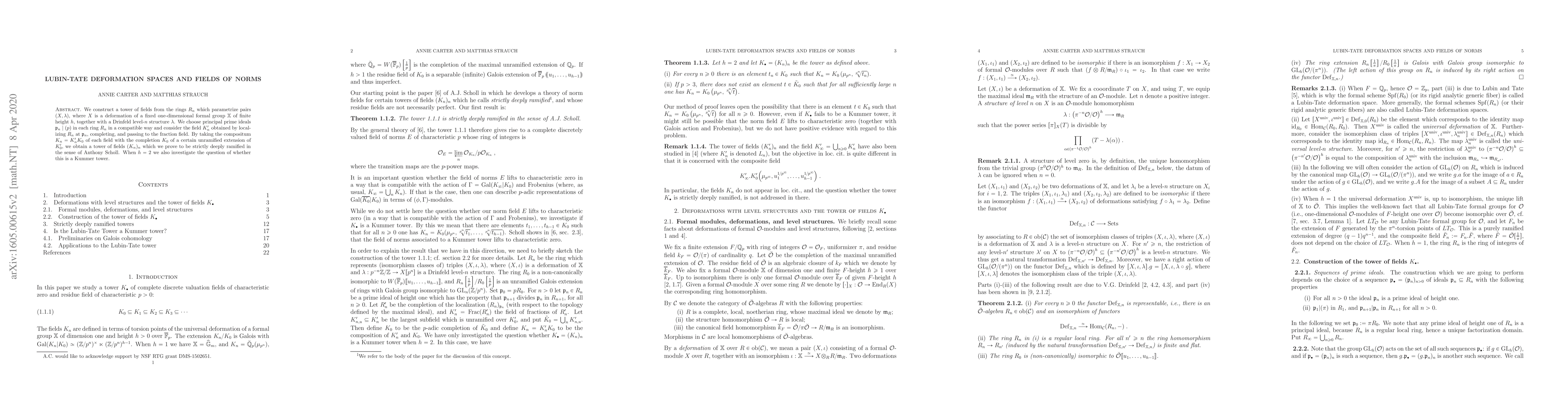 Thumbnail for Lubin-Tate Deformation Spaces and Fields of Norms