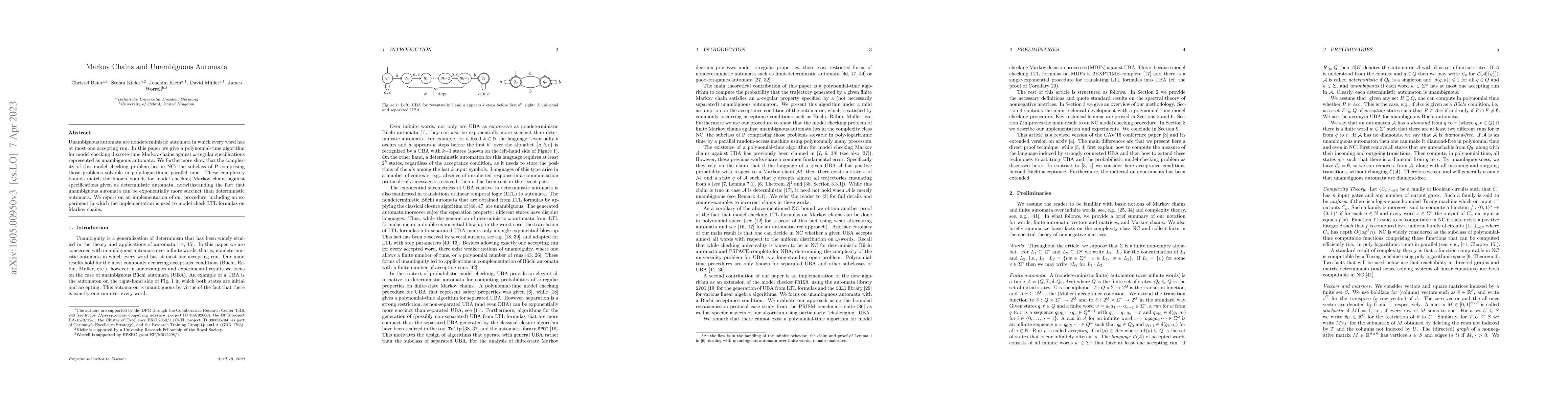 Thumbnail for Markov Chains and Unambiguous Automata