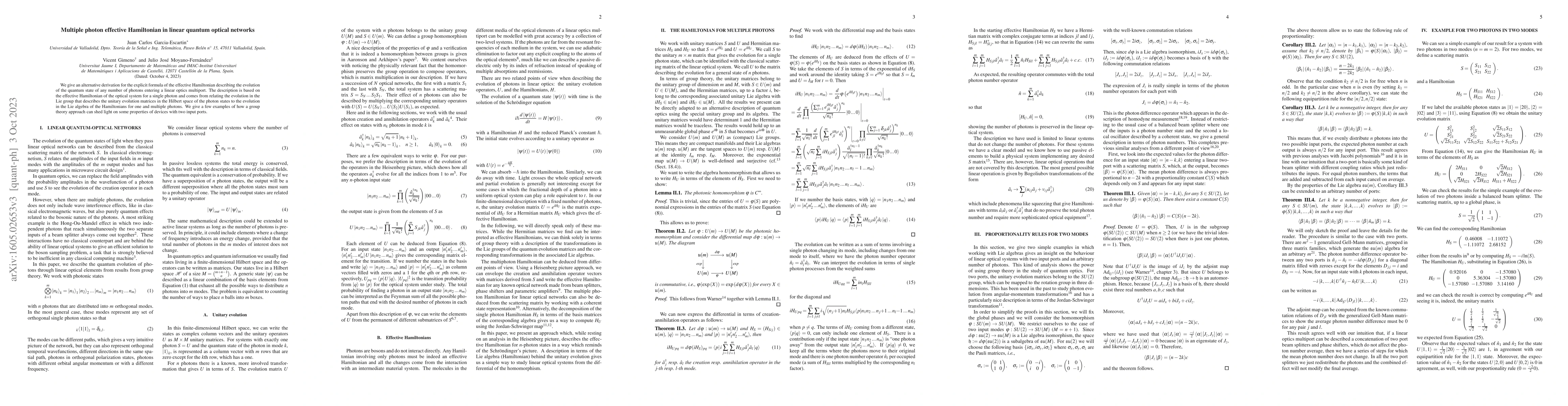 Thumbnail for Multiple photon Hamiltonian in linear quantum optical networks