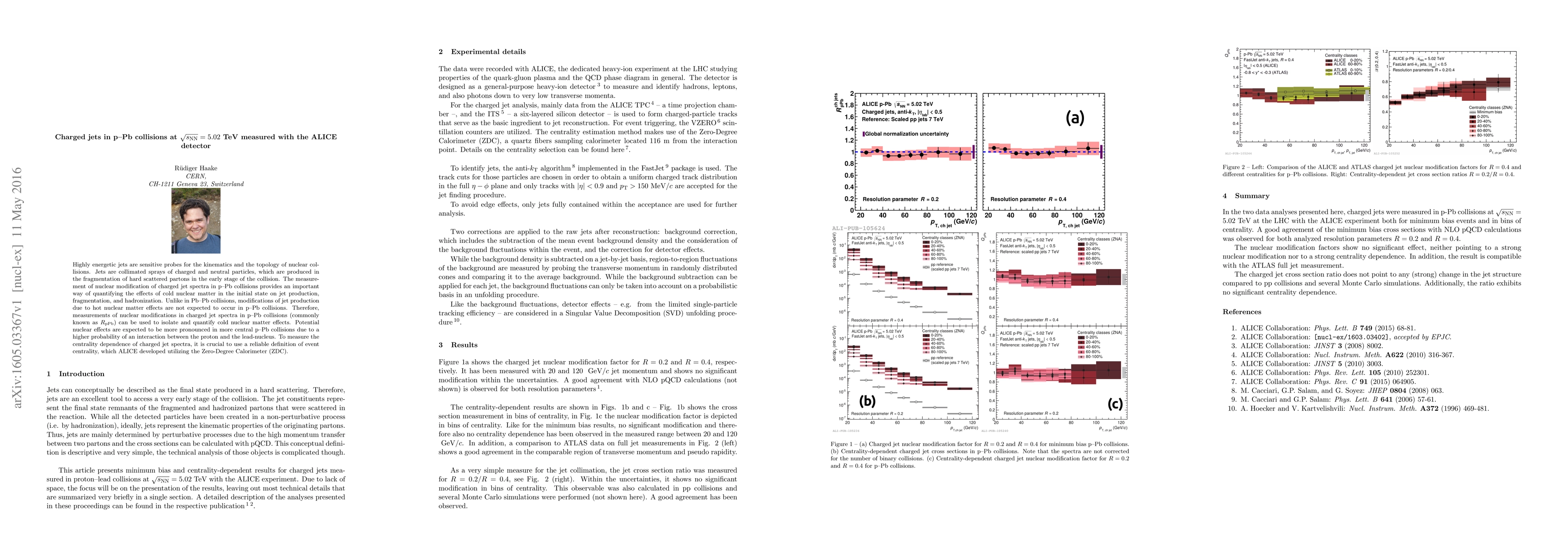 Thumbnail for Charged jets in p--Pb collisions at $\sqrt{s_\mathrm{NN}} = 5.02$ TeV
  measured with the ALICE detector