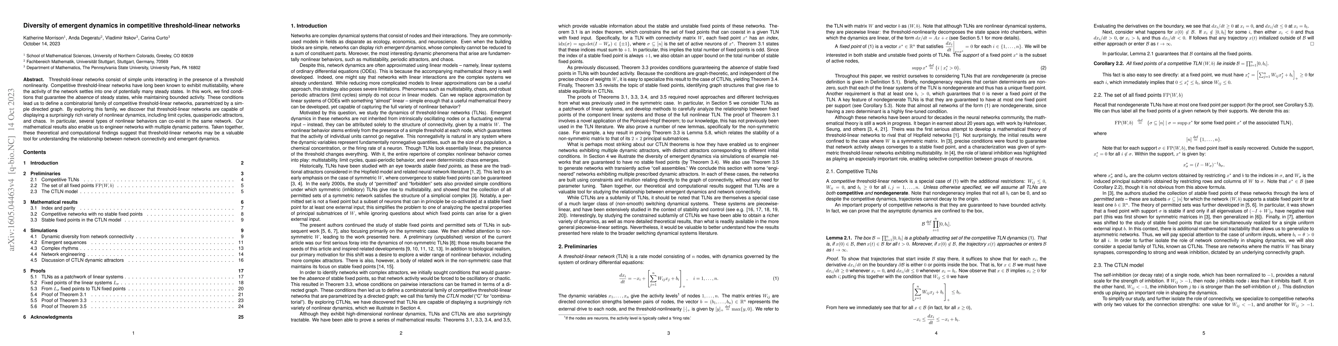 Thumbnail for Diversity of emergent dynamics in competitive threshold-linear networks