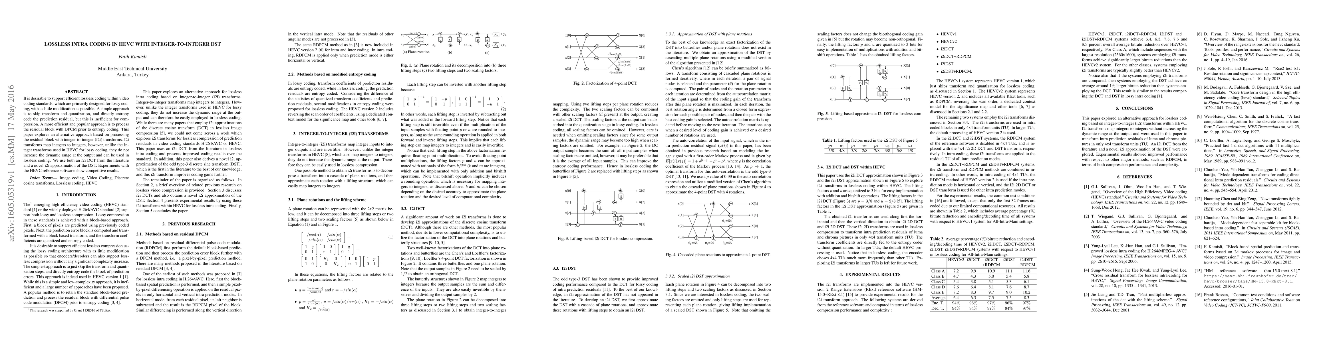 Thumbnail for Lossless Intra Coding in HEVC with Integer-to-Integer DST