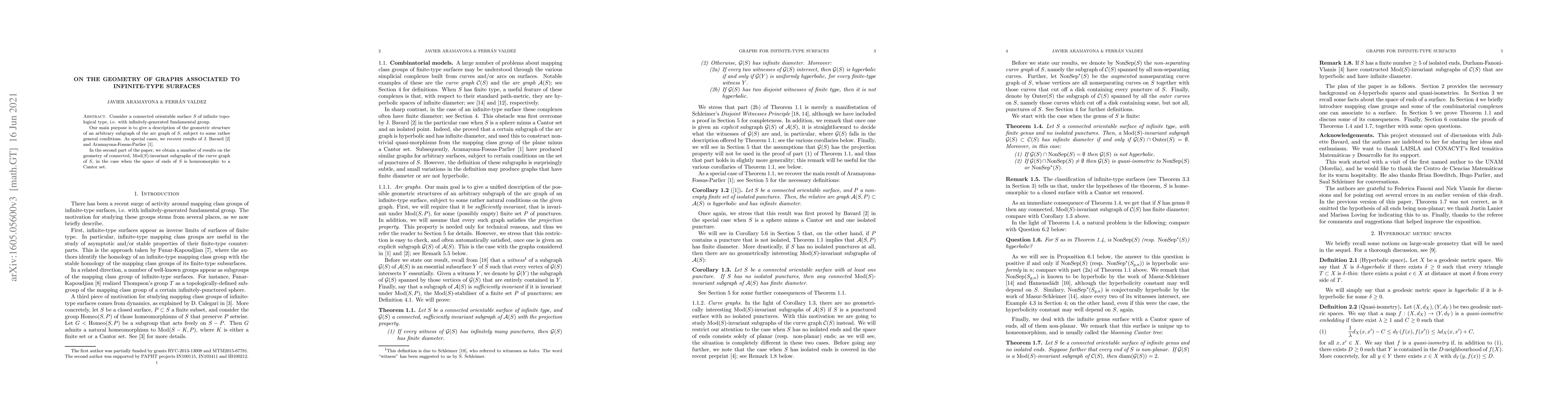 Thumbnail for On the geometry of graphs associated to infinite-type surfaces