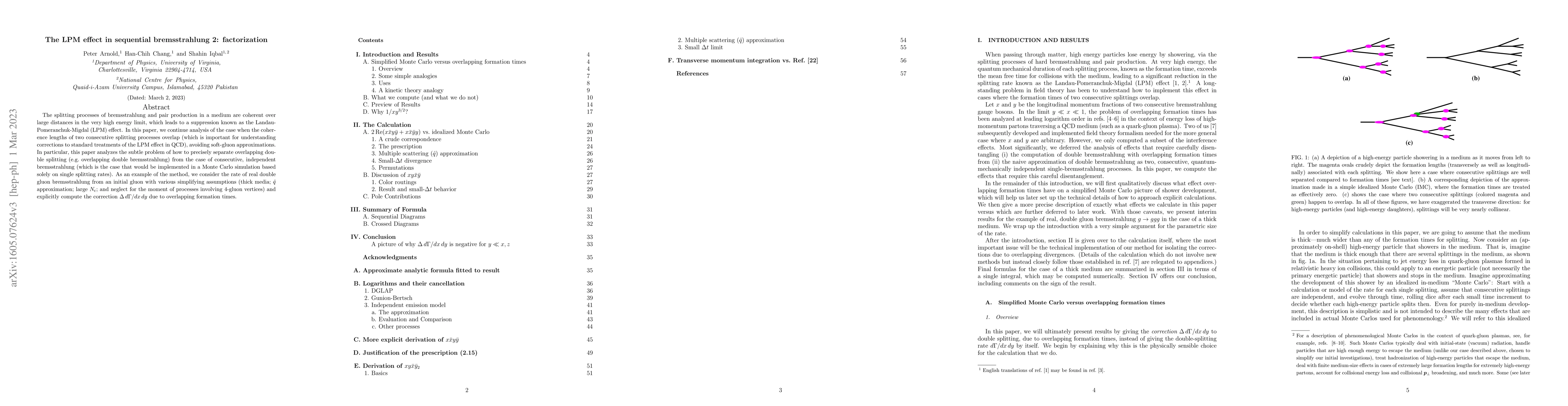 Thumbnail for The LPM effect in sequential bremsstrahlung 2: factorization