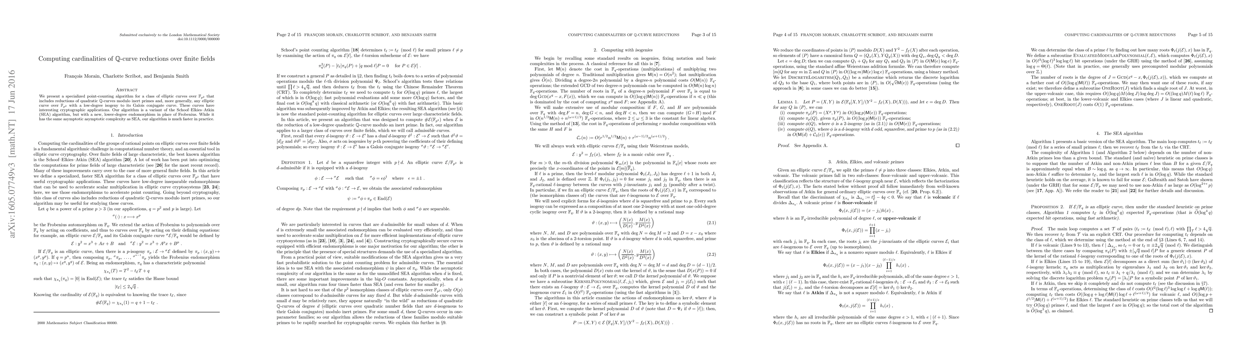Thumbnail for Computing cardinalities of Q-curve reductions over finite fields