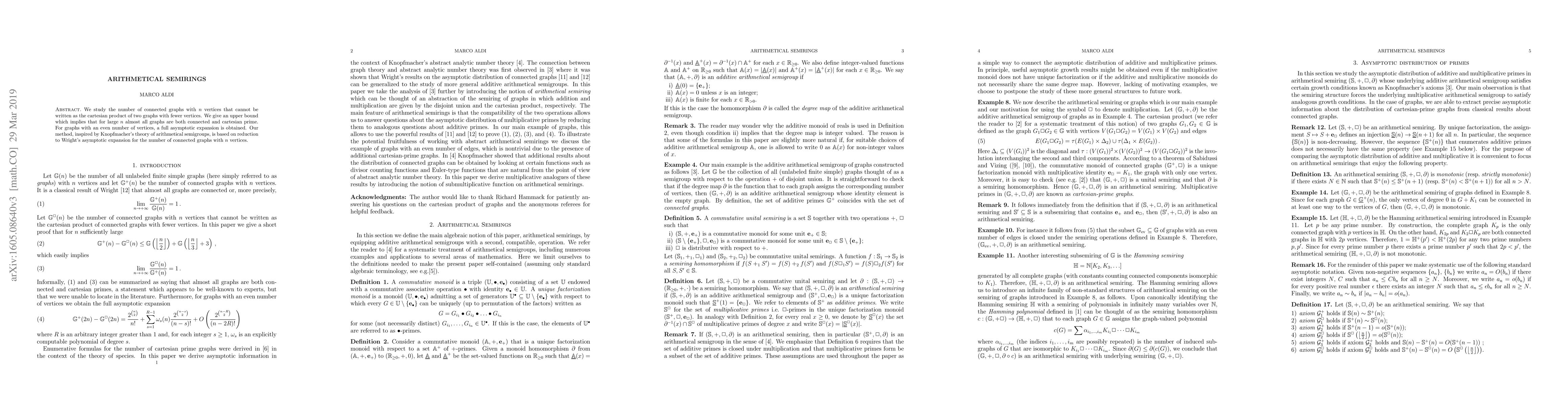 Thumbnail for Arithmetical Semirings