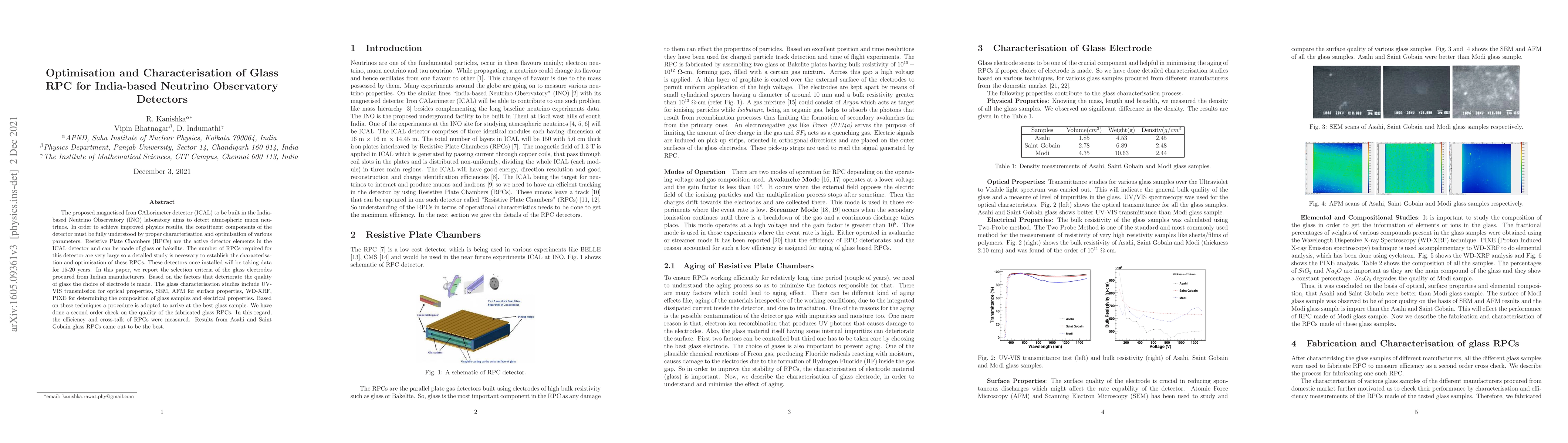 Thumbnail for Optimisation and Characterisation of Glass RPC for India-based Neutrino
  Observatory Detectors