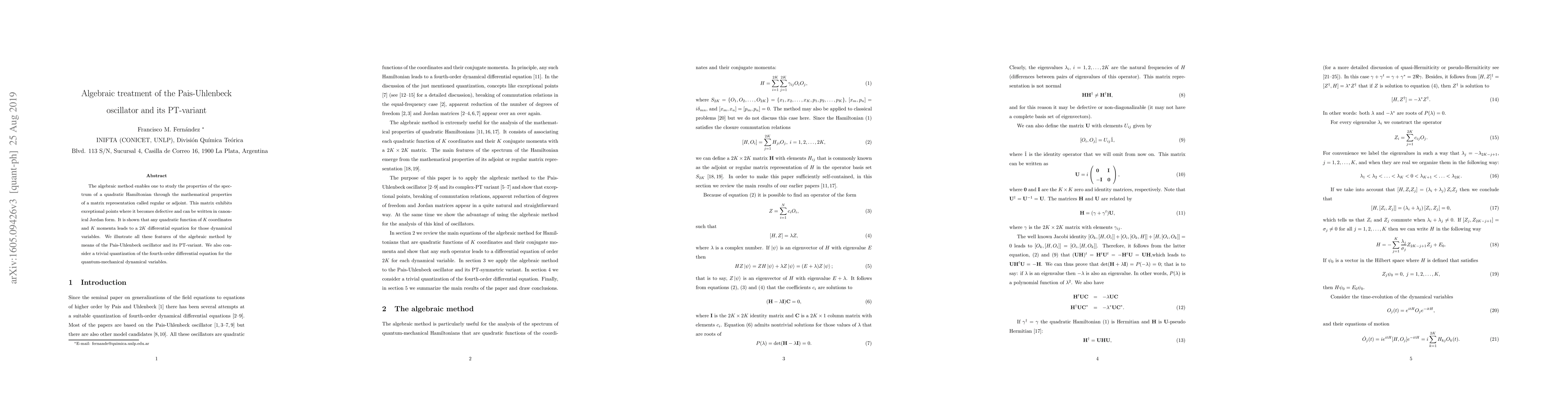 Thumbnail for Algebraic treatment of the Pais-Uhlenbeck oscillator and its PT-variant